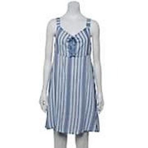 SO Blue and White Striped Sleeveless Sundress L